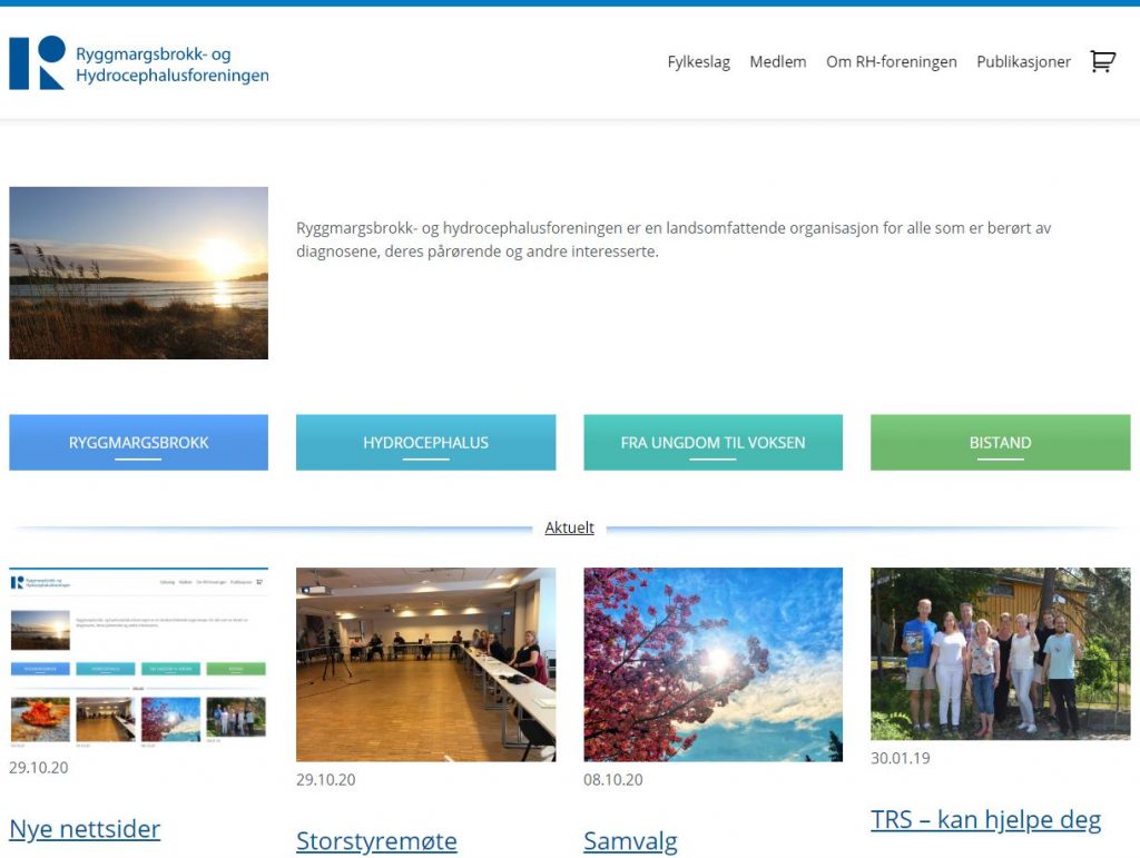 Skjermbilde av forsiden til nettsiden rh-foreningen.no
