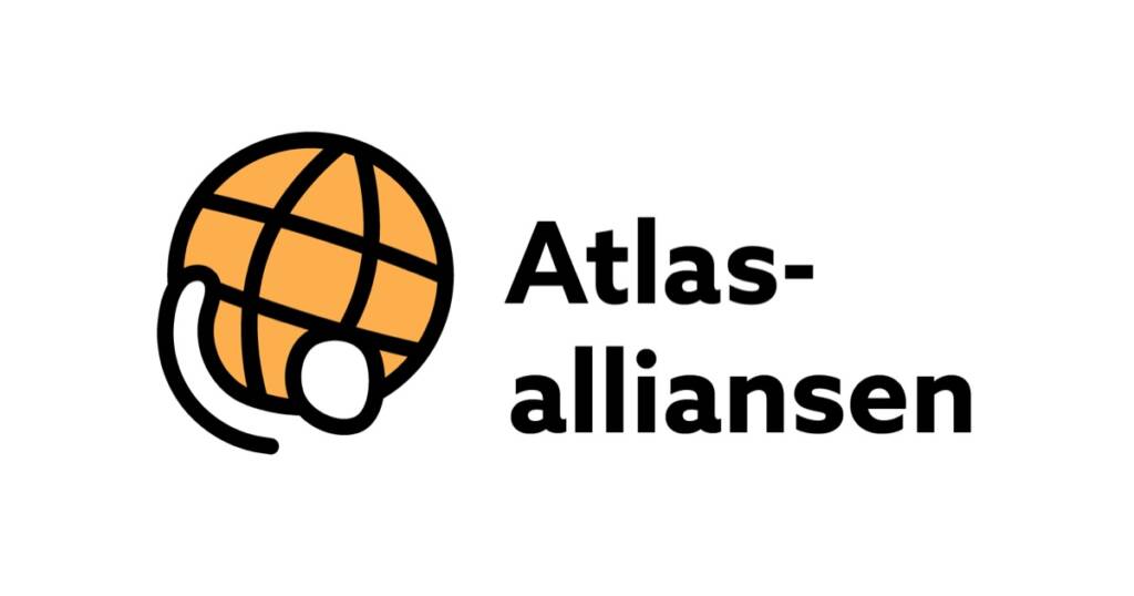 Logo Atlas-alliansen - animenrt person holder rundt jordkloden.